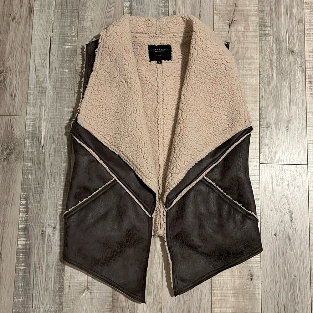 Sanctuary Charlie Faux Leather and Faux Sherpa Vest